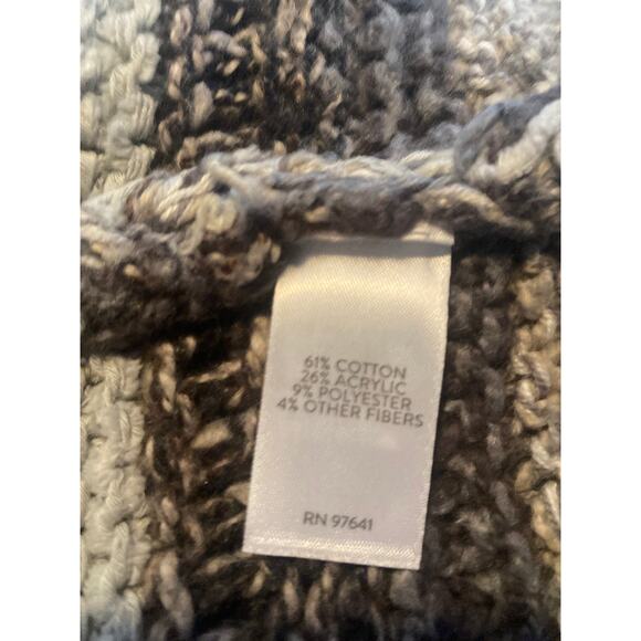 J Jill Open Front Cardigan Sweater Stripe Front Pin Close Stretchy Grey Womens L - Picture 8 of 9